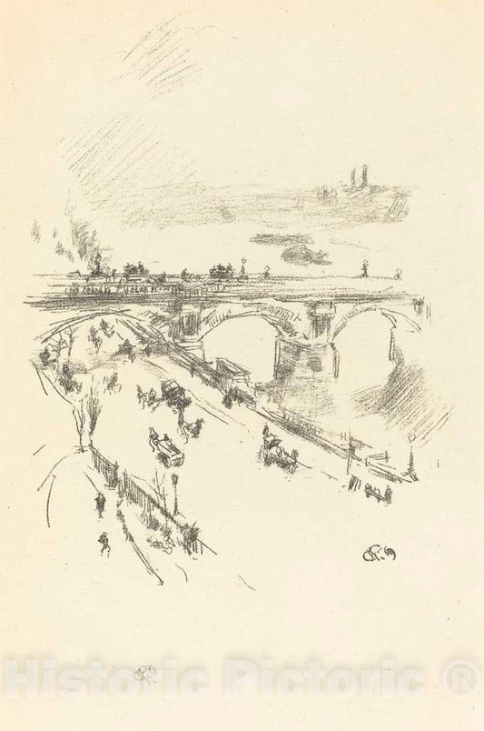 Art Print : James McNeill Whistler, Waterloo Bridge, 1896 - Vintage Wall Art