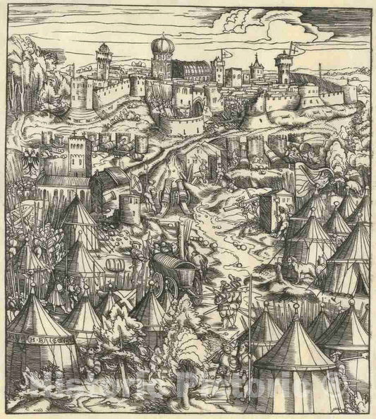 Art Print : Hans Burgkmair I, The Battle of Padua - Vintage Wall Art