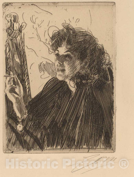 Art Print : Anders Zorn, Girl with Cigarette, 1891 - Vintage Wall Art