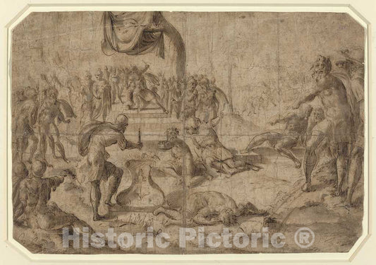 Art Print : Sacrifice Scene (Gaius Mucius Scaevola?), Late 16th Century - Vintage Wall Art