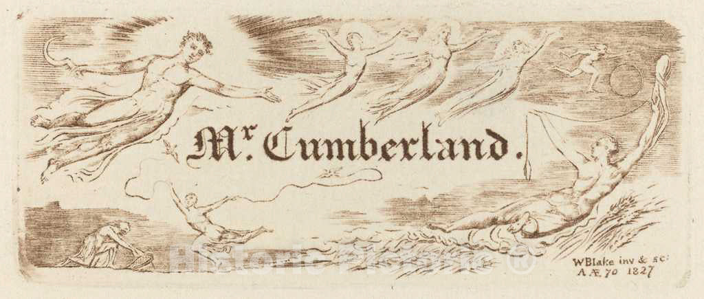 Art Print : William Blake, George Cumberland's Card, 1827 - Vintage Wall Art