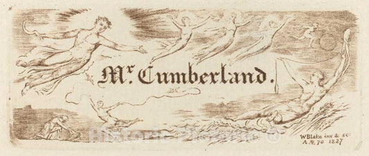 Art Print : William Blake, George Cumberland's Card, 1827 - Vintage Wall Art