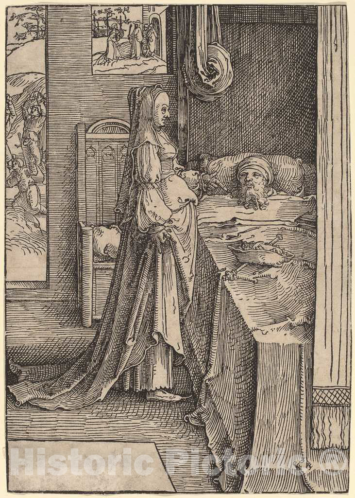 Art Print : Lucas Van Leyden, Jezebel Promising Naboth's Vineyard to King Ahab, c.1518 - Vintage Wall Art