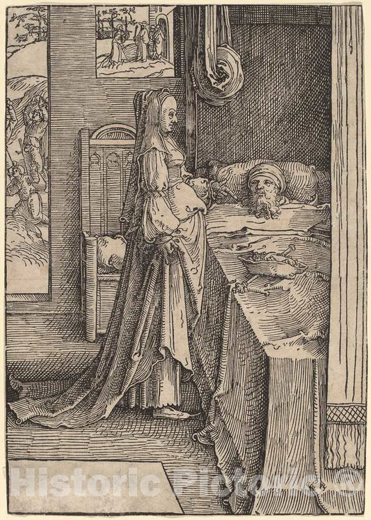 Art Print : Lucas Van Leyden, Jezebel Promising Naboth's Vineyard to King Ahab, c.1518 - Vintage Wall Art