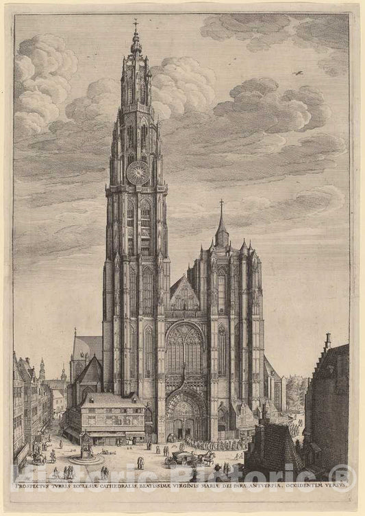 Art Print : Wenceslaus Hollar, Antwerp Cathedral, 1649 - Vintage Wall Art