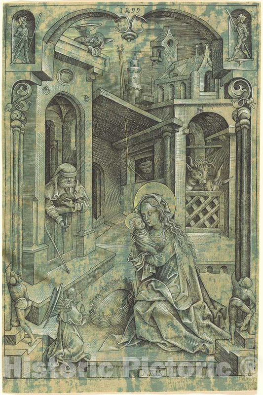 Art Print : Mair von Landshut, The Nativity, 1499 - Vintage Wall Art