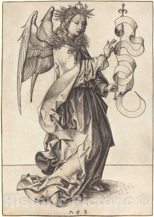 Art Print : Martin Schongauer, The Archangel Gabriel, c.1491 - Vintage Wall Art