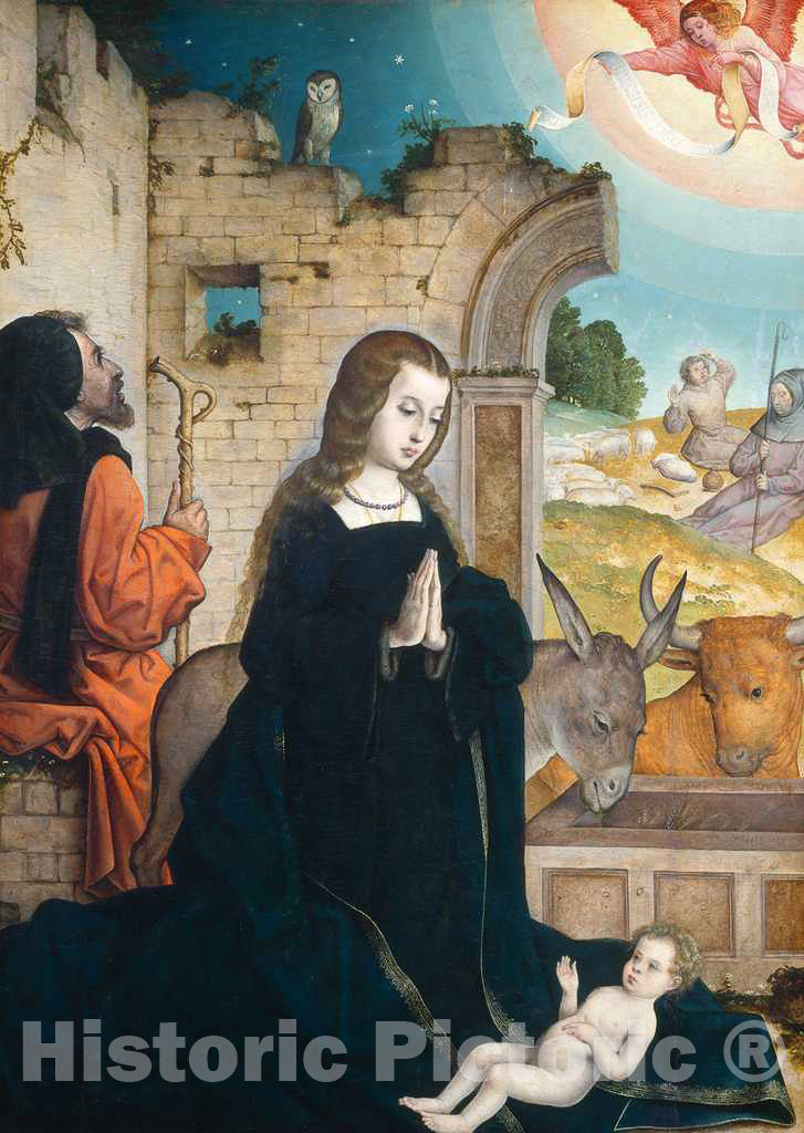 Art Print : Juan de Flandes, The Nativity, c.1514 - Vintage Wall Art
