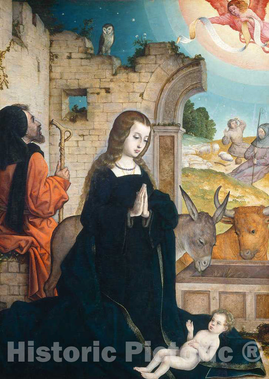 Art Print : Juan de Flandes, The Nativity, c.1514 - Vintage Wall Art