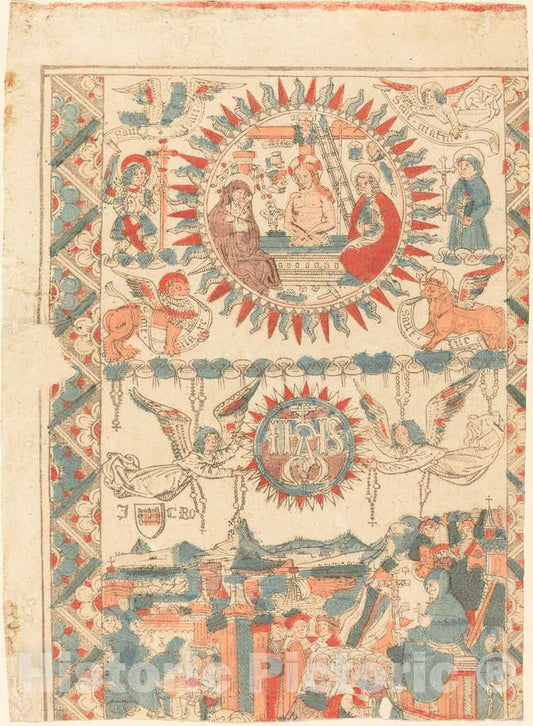 Art Print : Saint Bonaventure Arriving and Preaching in Lyon, 1480-1490 - Vintage Wall Art