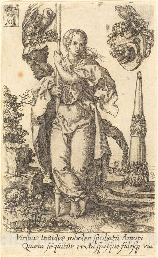 Art Print : Aldegrever, Charity, 1552 - Vintage Wall Art