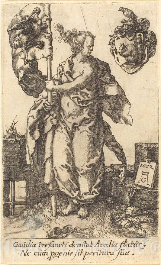 Art Print : Aldegrever, Diligence, 1552 - Vintage Wall Art