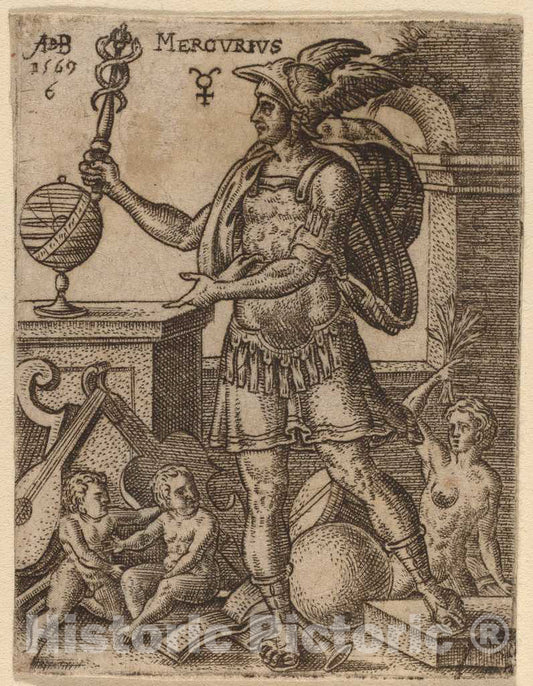 Art Print : Abraham de Bruyn, Mercury, 1569 - Vintage Wall Art