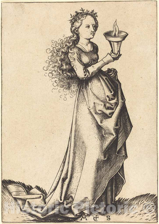 Art Print : Martin Schongauer, First Wise Virgin, c. 1490 - Vintage Wall Art