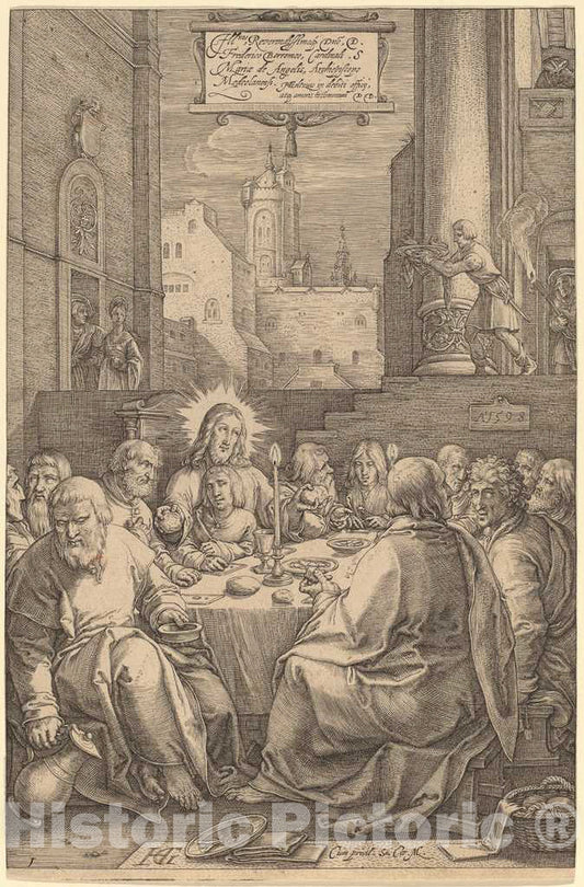 Art Print : Hendrik Goltzius, The Last Supper, 1598 - Vintage Wall Art
