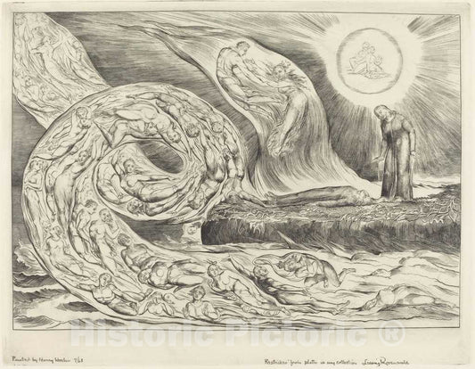 Art Print : William Blake, The Circle of The Lustful: Paolo and Francesca, 1827 - Vintage Wall Art