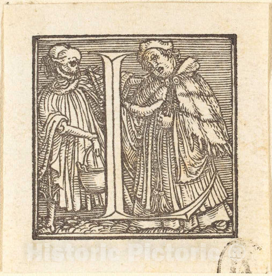 Art Print : Hans Holbein The Younger, Letter L - Vintage Wall Art