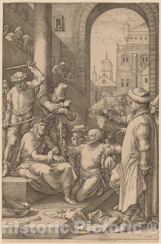 Art Print : Hendrik Goltzius, Christ Crowned with Thorns, 1597 - Vintage Wall Art