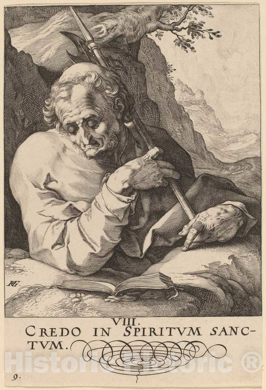 Art Print : Hendrik Goltzius, Saint Matthew, 1589 - Vintage Wall Art