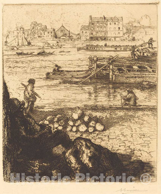 Art Print : Auguste LepÃ¨re, Dockman, Pier at La Gare (Le Debardeur, quai de La Gare), 1894 - Vintage Wall Art