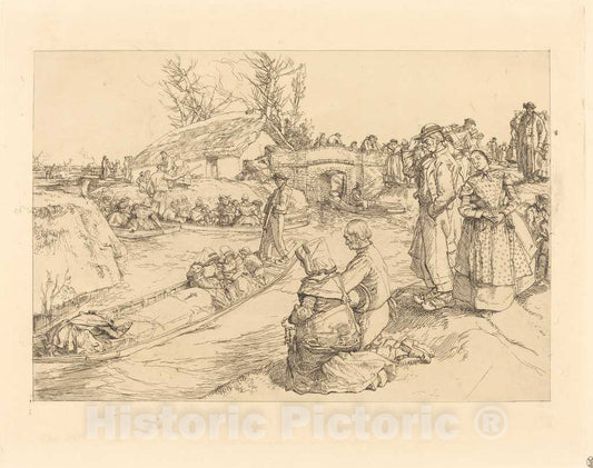 Art Print : Auguste LepÃ¨re, Burial in The Vendeen Marsh (Un enterrement Dans le Marais Vendeen), 1901 - Vintage Wall Art