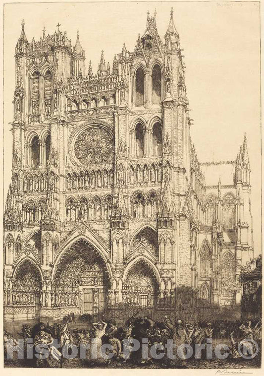 Art Print : Auguste LepÃ¨re, Amiens Cathedral (Cathedrale d'Amiens - Jour d'inventaire), 1907 - Vintage Wall Art