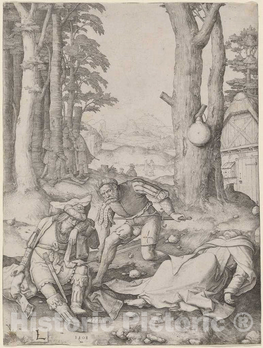 Art Print : Lucas Van Leyden, Mahomet and The Monk Sergius, 1508 - Vintage Wall Art