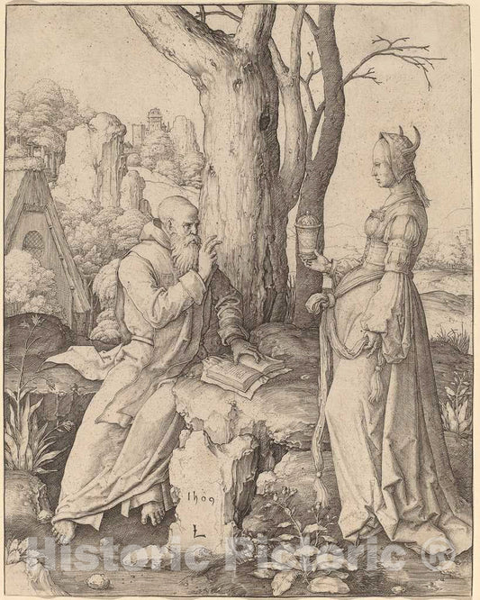 Art Print : Lucas Van Leyden, The Temptation of Saint Anthony, 1509 - Vintage Wall Art