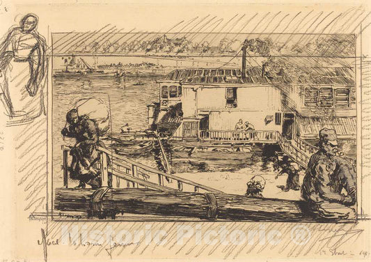 Art Print : Auguste LepÃ¨re, The Wash-House (Le lavoir), 1891 - Vintage Wall Art