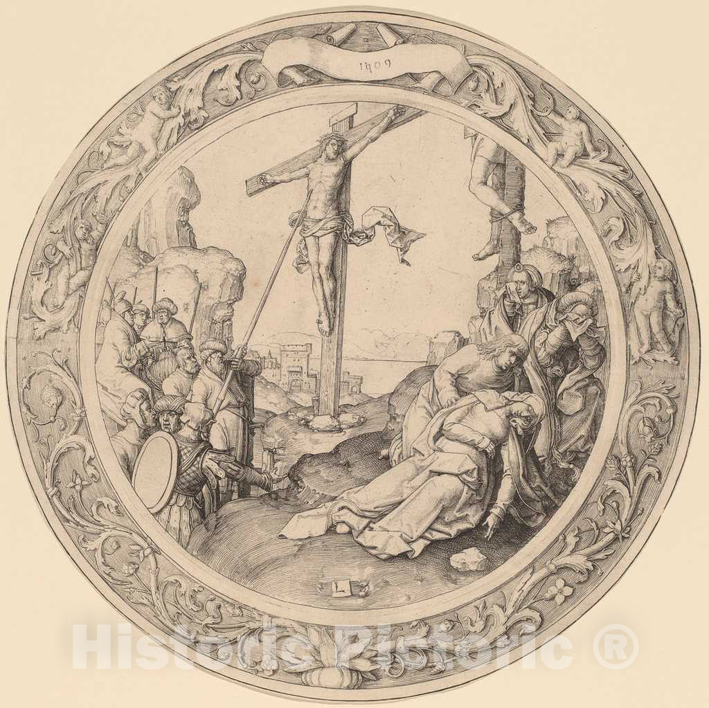 Art Print : Lucas Van Leyden, The Crucifixion, 1509 - Vintage Wall Art