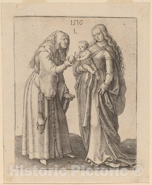 Art Print : Lucas Van Leyden, The Virgin and Saint Anna, 1516 - Vintage Wall Art