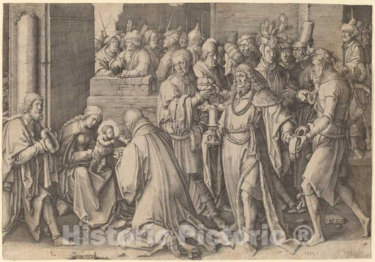 Art Print : Lucas Van Leyden, The Adoration of The Magi, 1513 - Vintage Wall Art