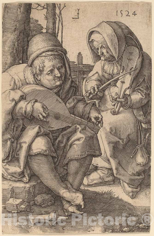 Art Print : Lucas Van Leyden, The Musicians, 1524 - Vintage Wall Art