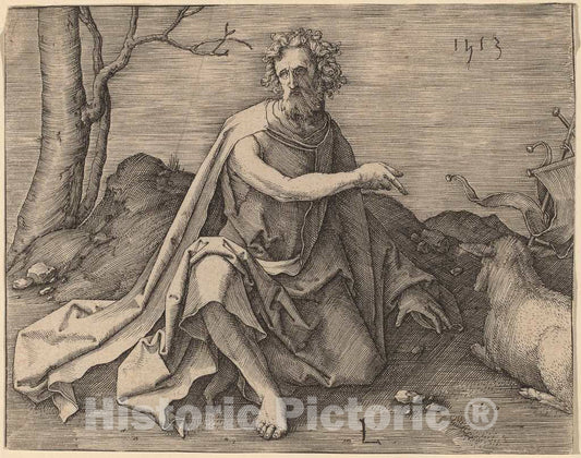 Art Print : Lucas Van Leyden, Saint John The Baptist in The Desert, 1513 - Vintage Wall Art
