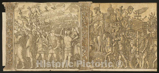 Art Print : Andreani After Mantegna, The Triumph of Julius Caesar [no.1 and 2 Plus 2 Columns], 1599 - Vintage Wall Art