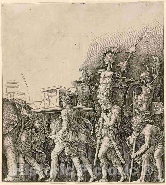 Art Print : Mantegna or Andrea, The Triumph of Caesar: Soldiers Carrying Trophies, c.1488 - Vintage Wall Art