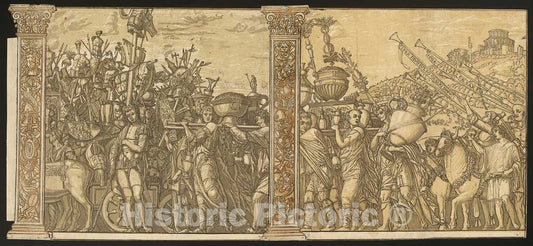 Art Print : Andreani After Mantegna, The Triumph of Julius Caesar [no.3 and 4 Plus 2 Columns], 1599 - Vintage Wall Art
