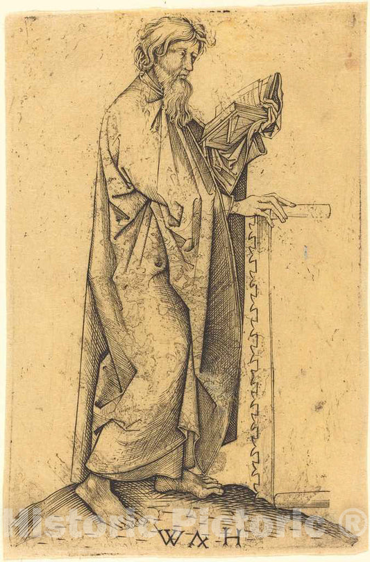 Art Print : Martin Schongauer, The Apostle Simon, c.1485 - Vintage Wall Art