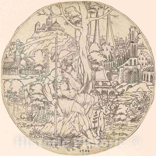 Art Print : Saturn, 1582 - Vintage Wall Art