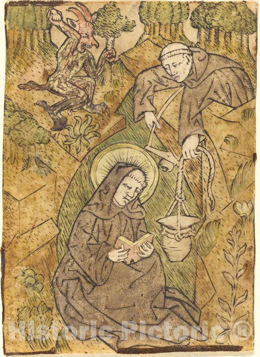 Art Print : Saint Benedict and The Monk Romanus, c.1445 - Vintage Wall Art