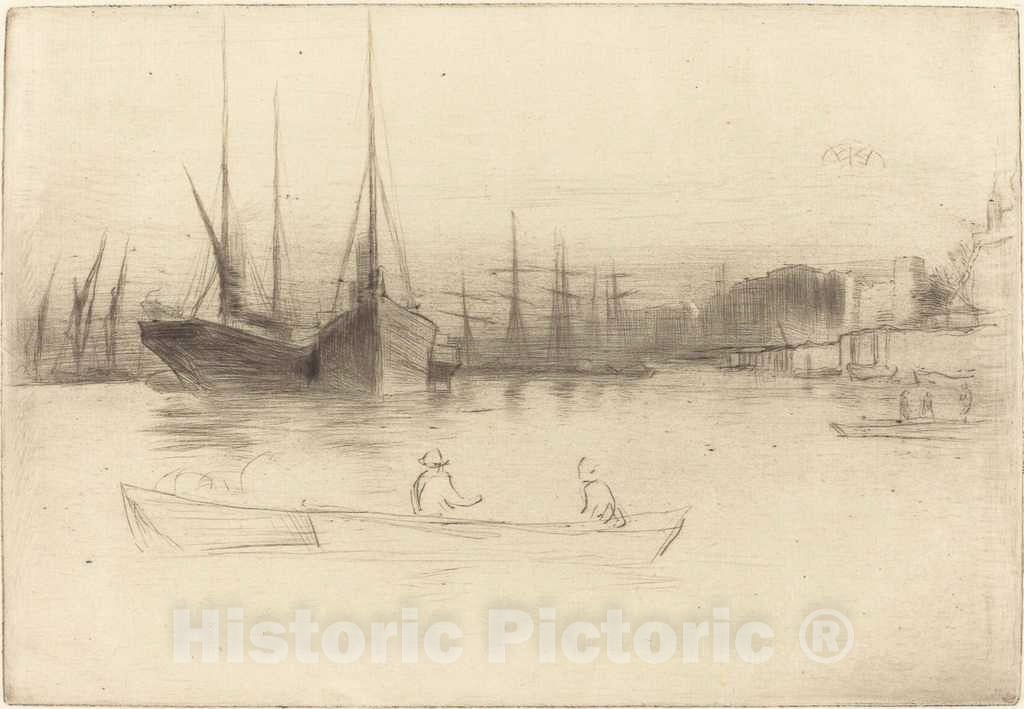 Art Print : James McNeill Whistler, Steamboats Off The Tower, 1875 - Vintage Wall Art