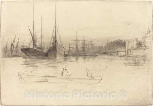 Art Print : James McNeill Whistler, Steamboats Off The Tower, 1875 - Vintage Wall Art