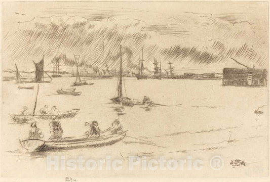 Art Print : James McNeill Whistler, The Thames Towards Erith, c. 1877 - Vintage Wall Art