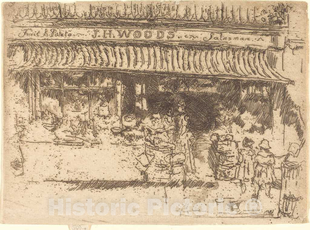 Art Print : James McNeill Whistler, Woods's Fruit Shop, c.1887 - Vintage Wall Art