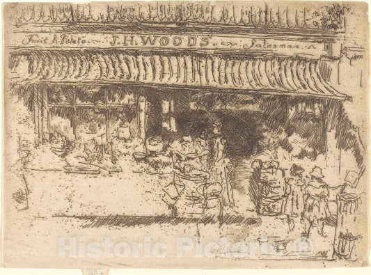 Art Print : James McNeill Whistler, Woods's Fruit Shop, c.1887 - Vintage Wall Art