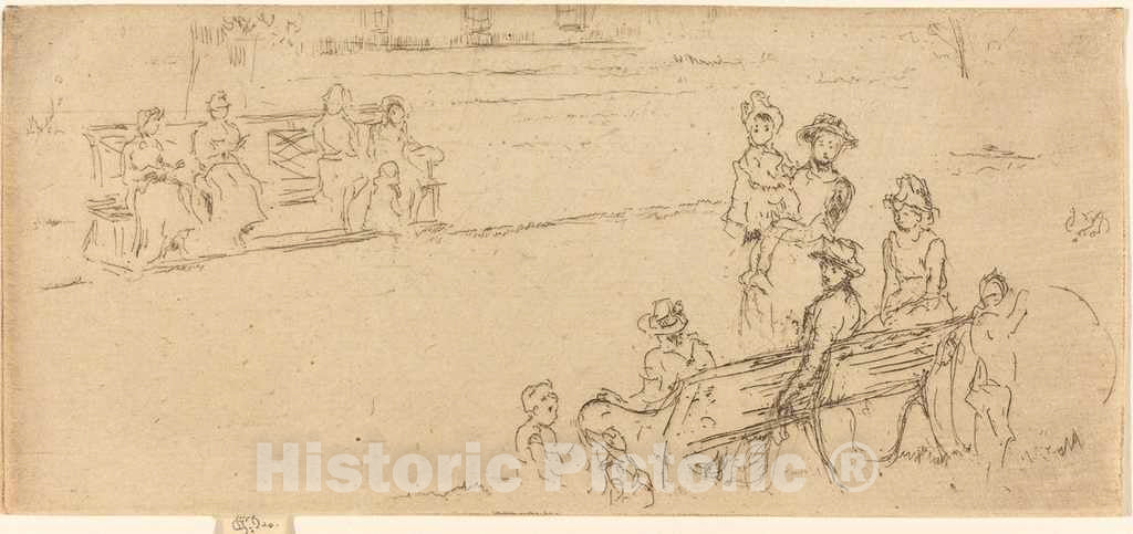 Art Print : James McNeill Whistler, Seats, Gray's Inn, c.1887 - Vintage Wall Art