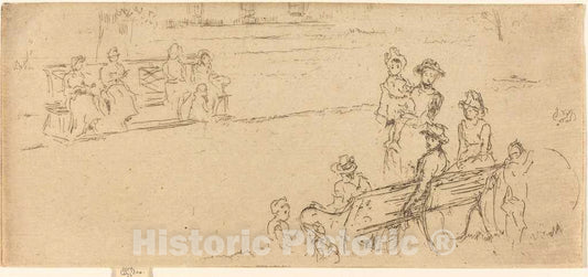 Art Print : James McNeill Whistler, Seats, Gray's Inn, c.1887 - Vintage Wall Art