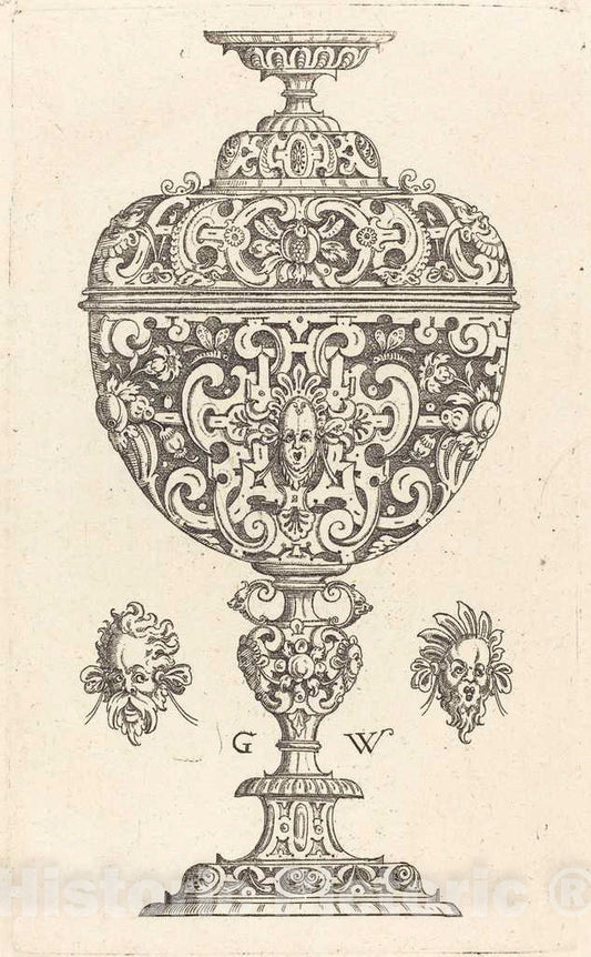 Art Print : Georg Wechter I, Goblet Decorated with a Masque with Open Mouth, 1579 - Vintage Wall Art