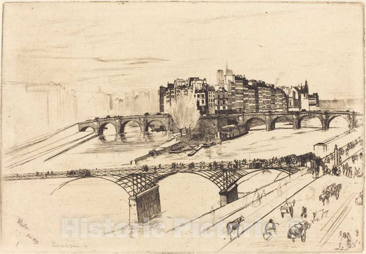 Art Print : James McNeill Whistler, Isle de la Cite, Paris, 1859 - Vintage Wall Art