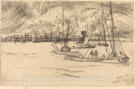 Art Print : James McNeill Whistler, Amsterdam from The Tolhuis, 1863 - Vintage Wall Art